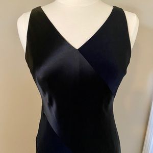 Black Satin Cocktail Dress - Size 8 Petite